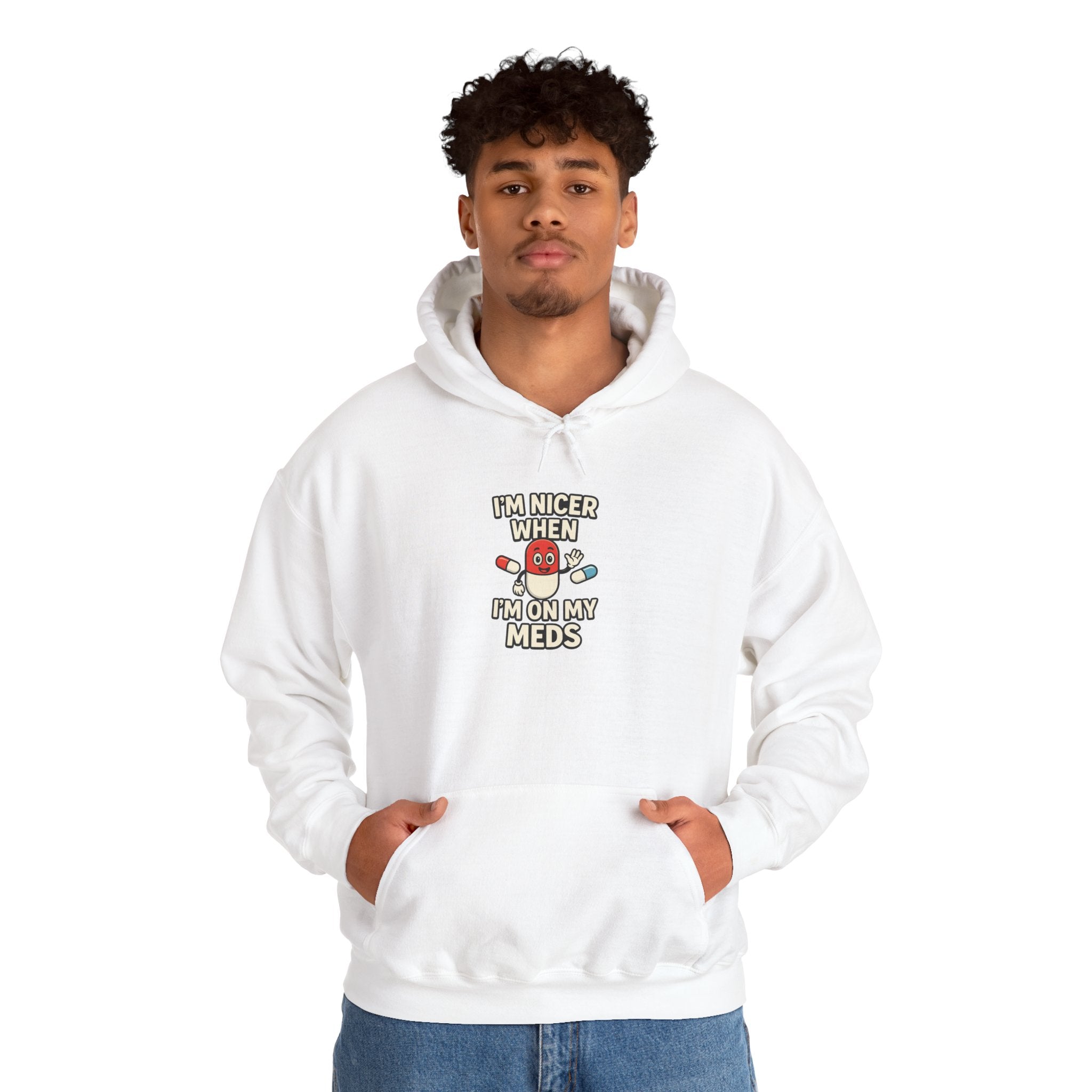 I'm Nicer on My Meds Unisex Heavy Blend™ Hooded Sweatshirt