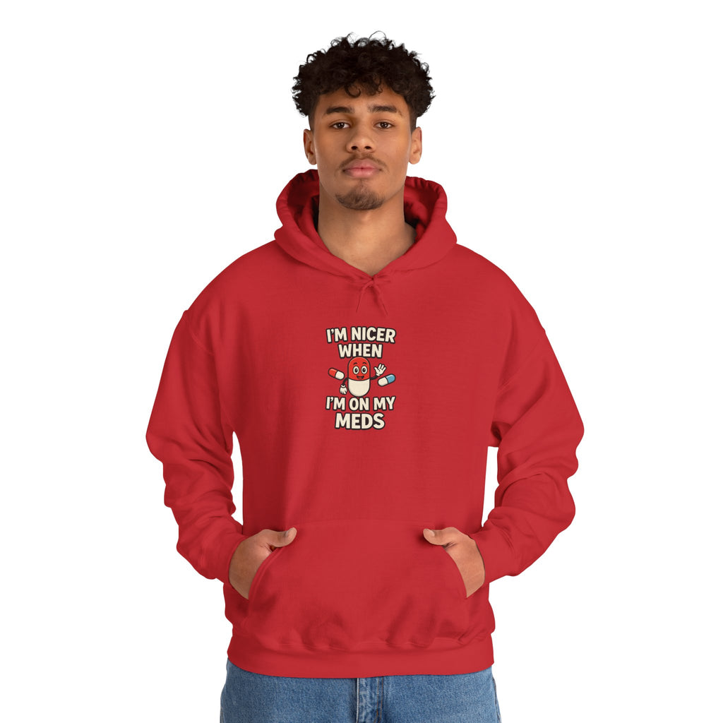 I'm Nicer on My Meds Unisex Heavy Blend™ Hooded Sweatshirt